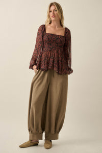 Smooth the Way Vegan Suede Cuffed Balloon Pants - ShopPromesa