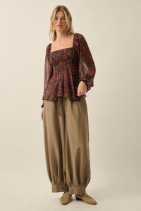 Smooth the Way Vegan Suede Cuffed Balloon Pants - ShopPromesa