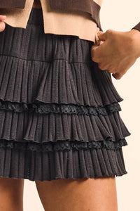 Ruffled Up Pointelle Lace-Trim Tiered Mini Skort - ShopPromesa