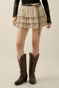 Ruffled Up Pointelle Lace-Trim Tiered Mini Skort - ShopPromesa