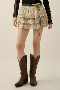 Ruffled Up Pointelle Lace-Trim Tiered Mini Skort - ShopPromesa