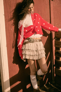 Ruffled Up Pointelle Lace-Trim Tiered Mini Skort - ShopPromesa