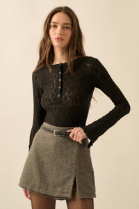 Posh Life Herringbone Tweed Mini Skort - ShopPromesa
