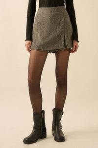 Posh Life Herringbone Tweed Mini Skort - ShopPromesa