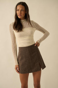 Posh Life Herringbone Tweed Mini Skort - ShopPromesa