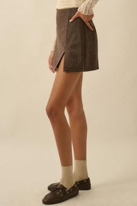 Posh Life Herringbone Tweed Mini Skort - ShopPromesa