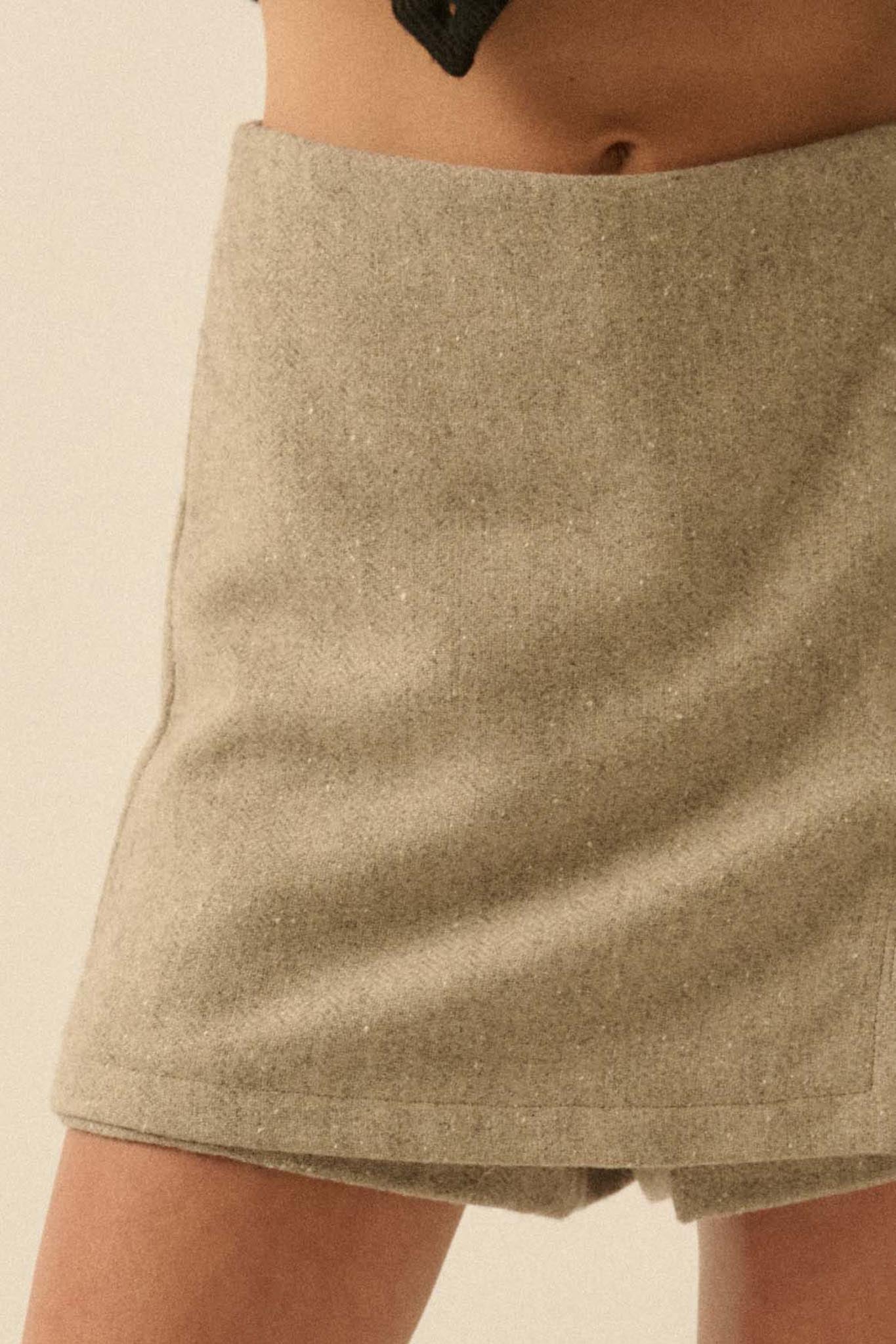 Posh Life Herringbone Tweed Mini Skort - ShopPromesa