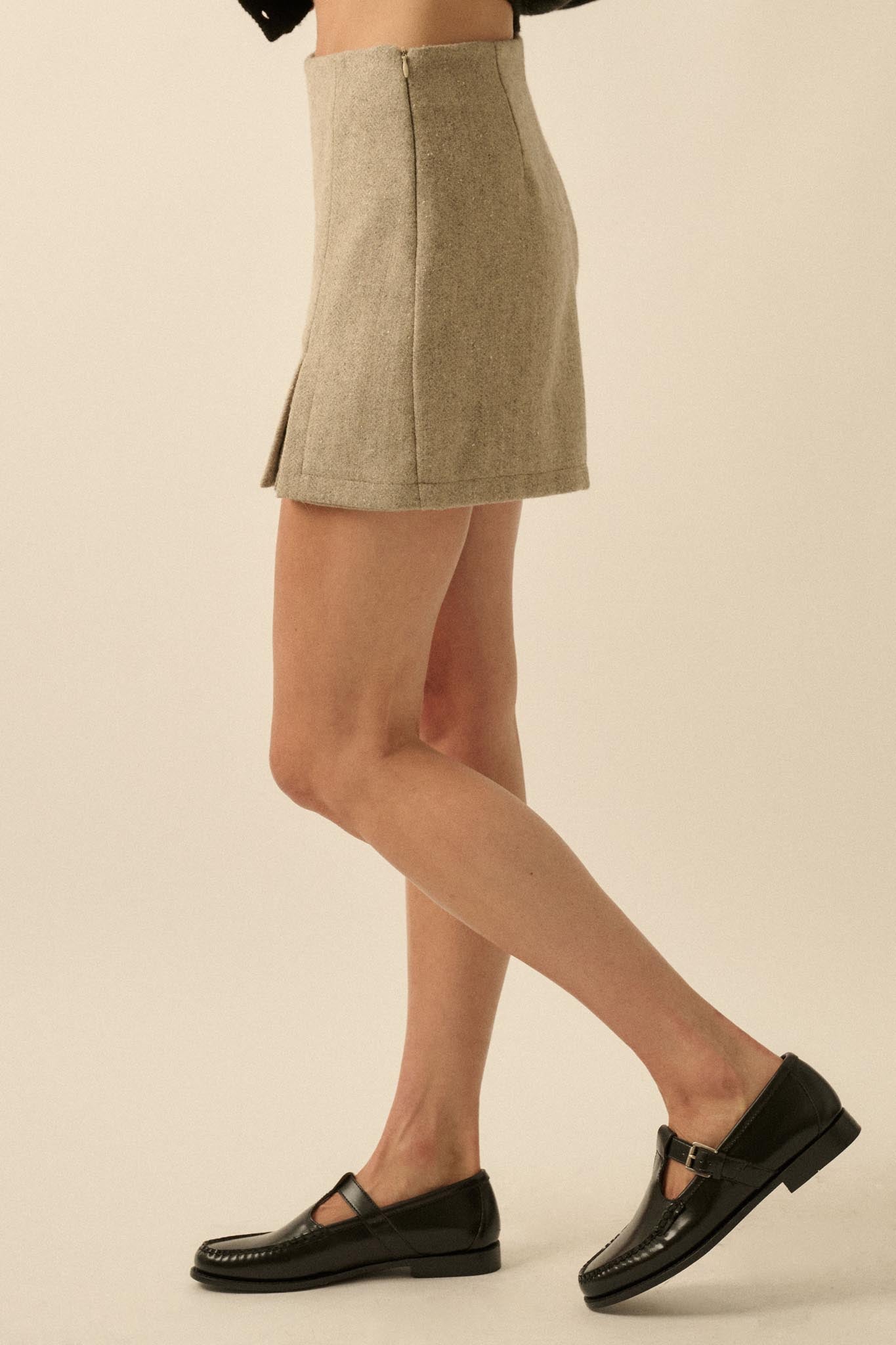 Posh Life Herringbone Tweed Mini Skort - ShopPromesa