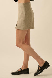 Posh Life Herringbone Tweed Mini Skort - ShopPromesa