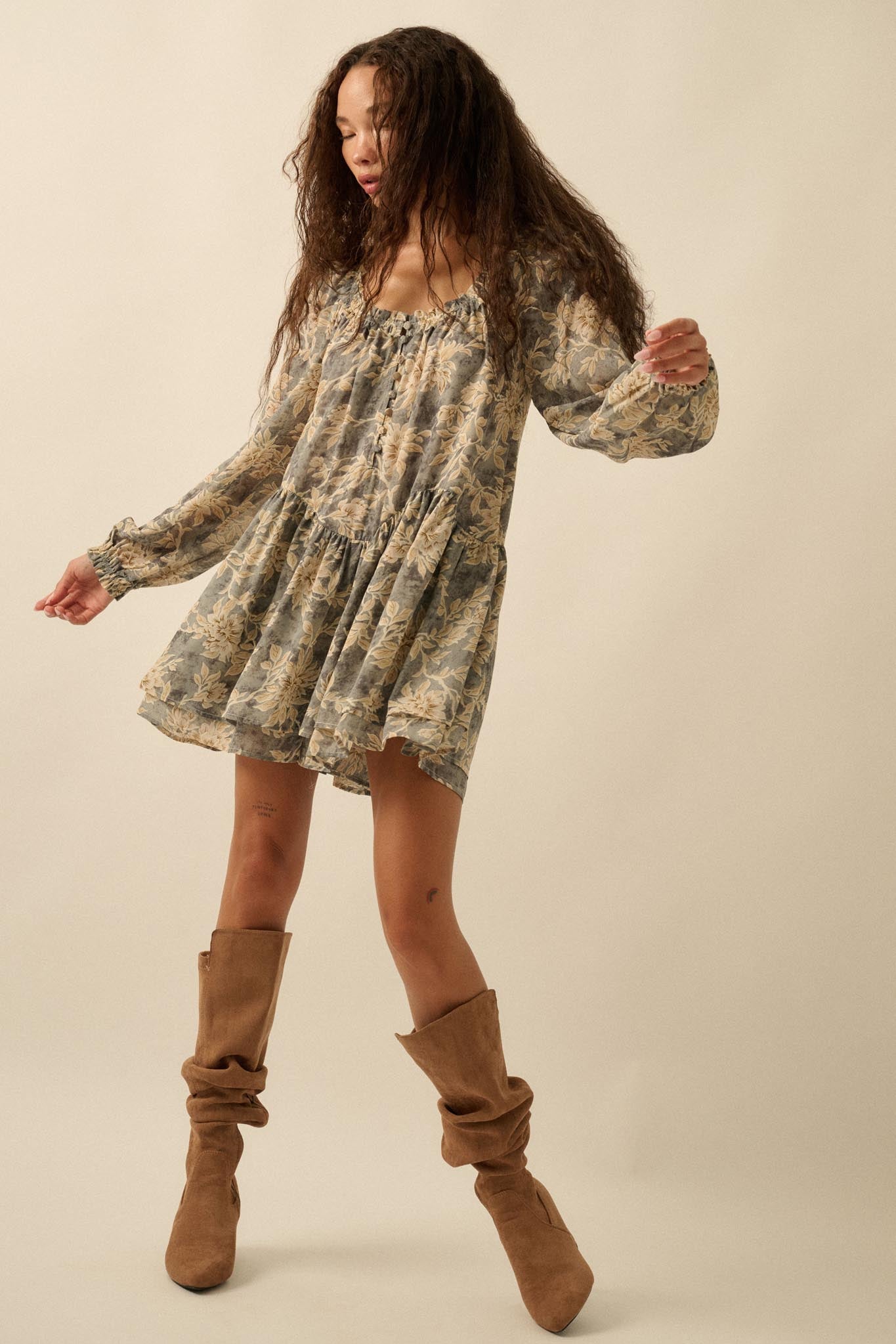 Cherished Memory Floral Chiffon Babydoll Romper - ShopPromesa