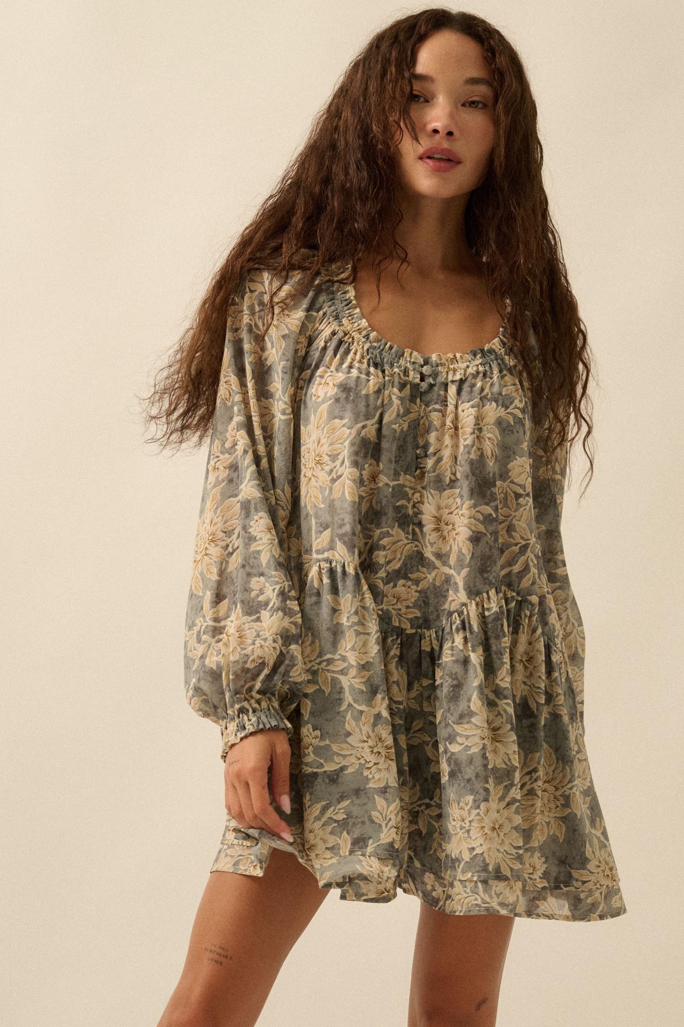 Cherished Memory Floral Chiffon Babydoll Romper - ShopPromesa