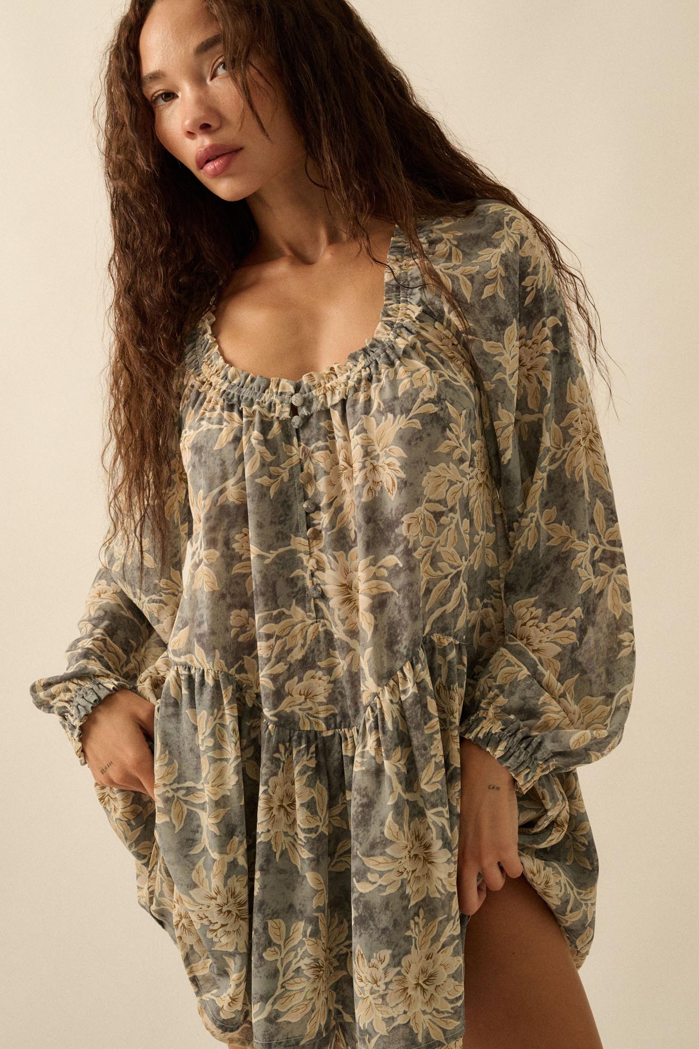 Cherished Memory Floral Chiffon Babydoll Romper - ShopPromesa