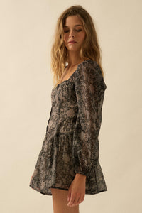 Enchanted Evening Lace-Print Organza Romper Dress - ShopPromesa
