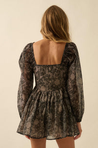 Enchanted Evening Lace-Print Organza Romper Dress - ShopPromesa