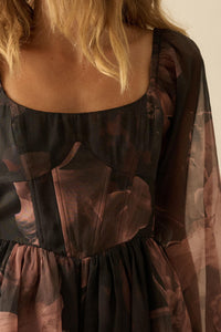 Rich Blossoms Floral Organza Corset Romper Dress - ShopPromesa