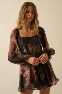 Rich Blossoms Floral Organza Corset Romper Dress - ShopPromesa