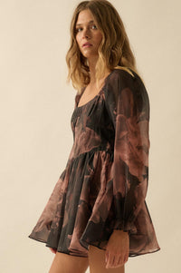 Rich Blossoms Floral Organza Corset Romper Dress - ShopPromesa