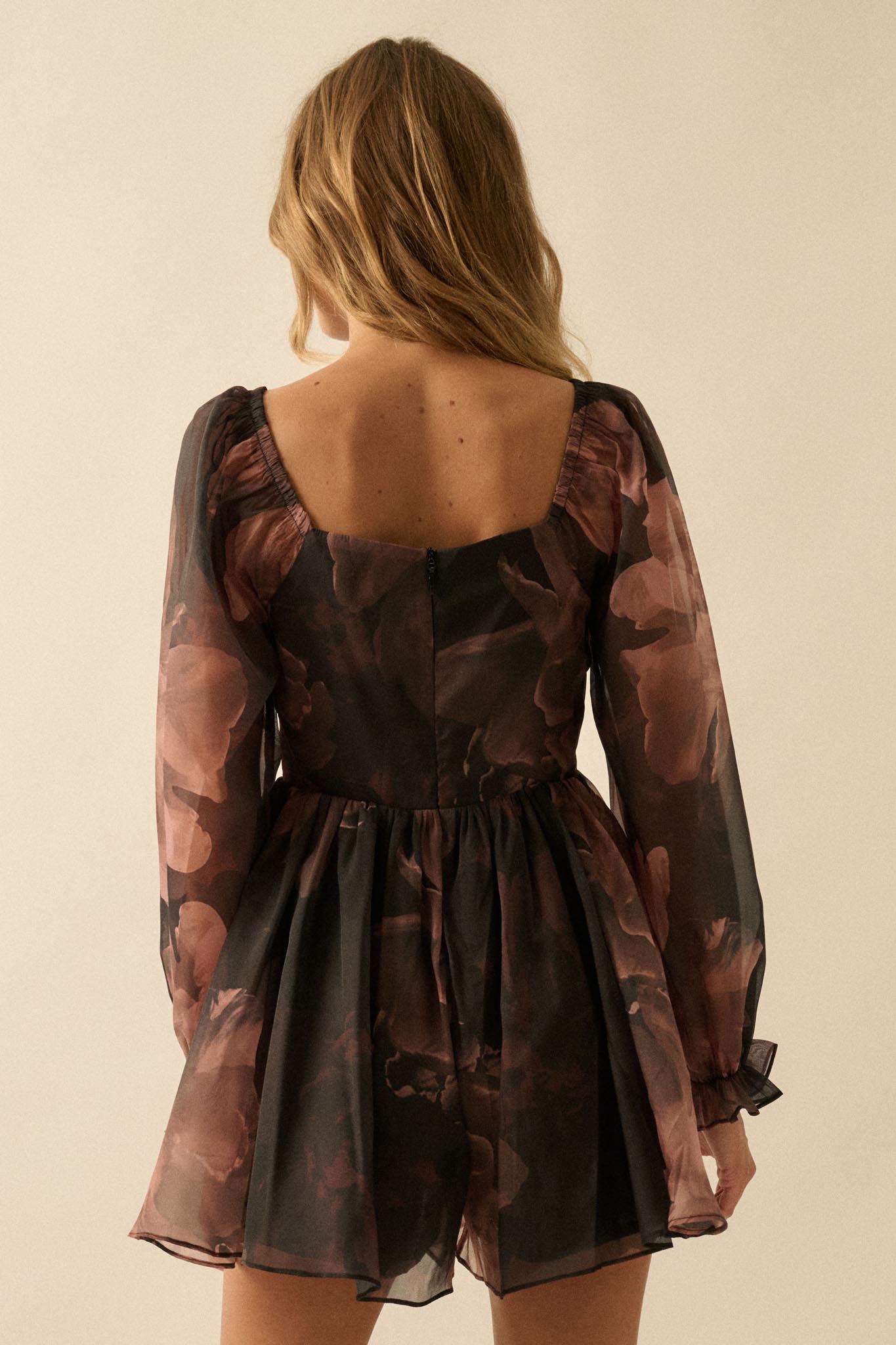 Rich Blossoms Floral Organza Corset Romper Dress - ShopPromesa