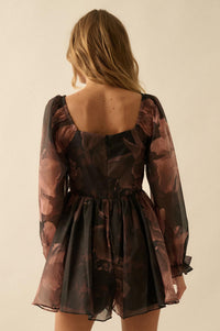 Rich Blossoms Floral Organza Corset Romper Dress - ShopPromesa