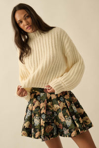 Blooming Threads Floral Tapestry Pleated Mini Skort - ShopPromesa