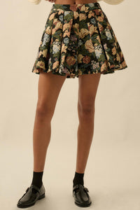 Blooming Threads Floral Tapestry Pleated Mini Skort - ShopPromesa