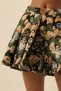 Blooming Threads Floral Tapestry Pleated Mini Skort - ShopPromesa
