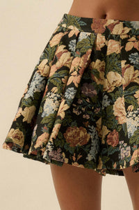 Blooming Threads Floral Tapestry Pleated Mini Skort - ShopPromesa
