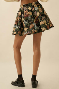 Blooming Threads Floral Tapestry Pleated Mini Skort - ShopPromesa
