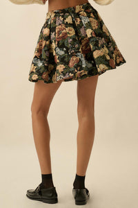 Blooming Threads Floral Tapestry Pleated Mini Skort - ShopPromesa