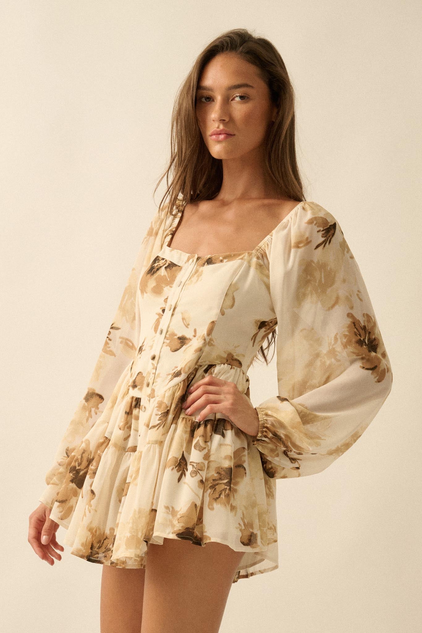 Easy Elegance Floral Chiffon Tiered Ruffle Romper - ShopPromesa
