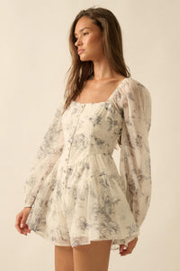 Airy Blossoms Floral Organza Tiered Ruffle Romper - ShopPromesa