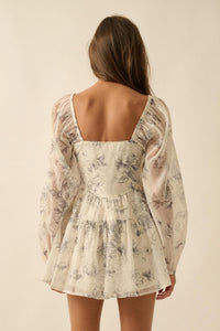 Airy Blossoms Floral Organza Tiered Ruffle Romper - ShopPromesa