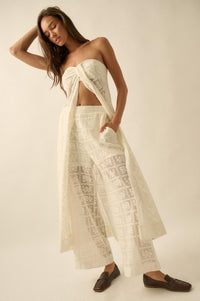 Body and Soul Floral Lace Wide-Leg Pocket Pants - ShopPromesa