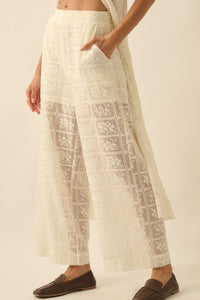 Body and Soul Floral Lace Wide-Leg Pocket Pants - ShopPromesa