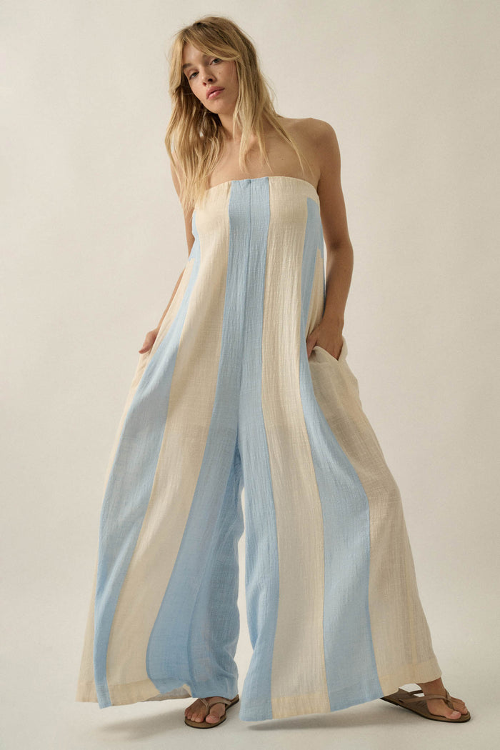 Ready to Flow Colorblock Gauze Strapless Jumpsuit - ShopPromesa