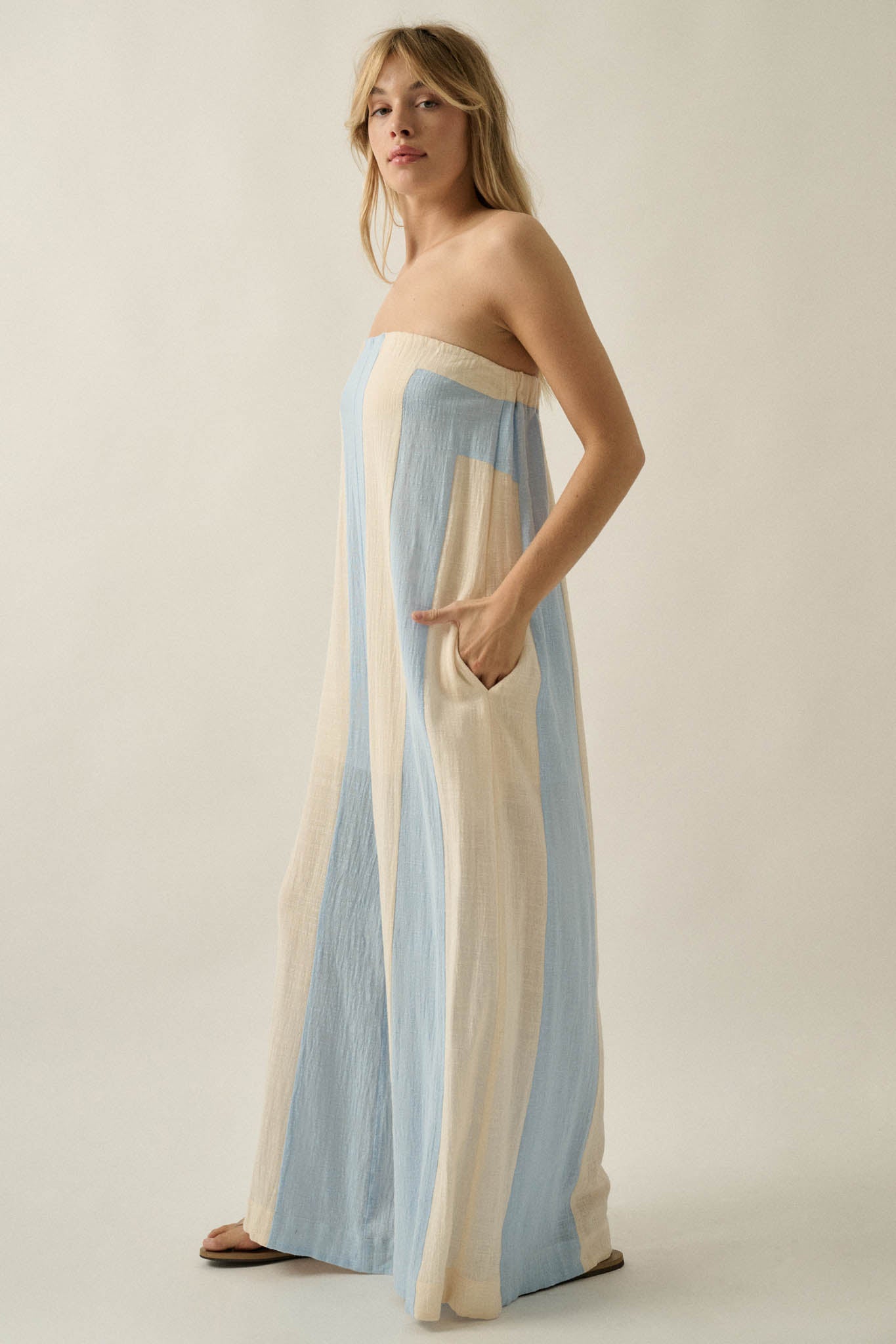 Ready to Flow Colorblock Gauze Strapless Jumpsuit - ShopPromesa
