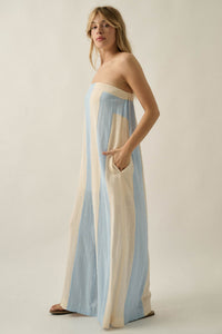 Ready to Flow Colorblock Gauze Strapless Jumpsuit - ShopPromesa