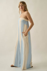 Ready to Flow Colorblock Gauze Strapless Jumpsuit - ShopPromesa