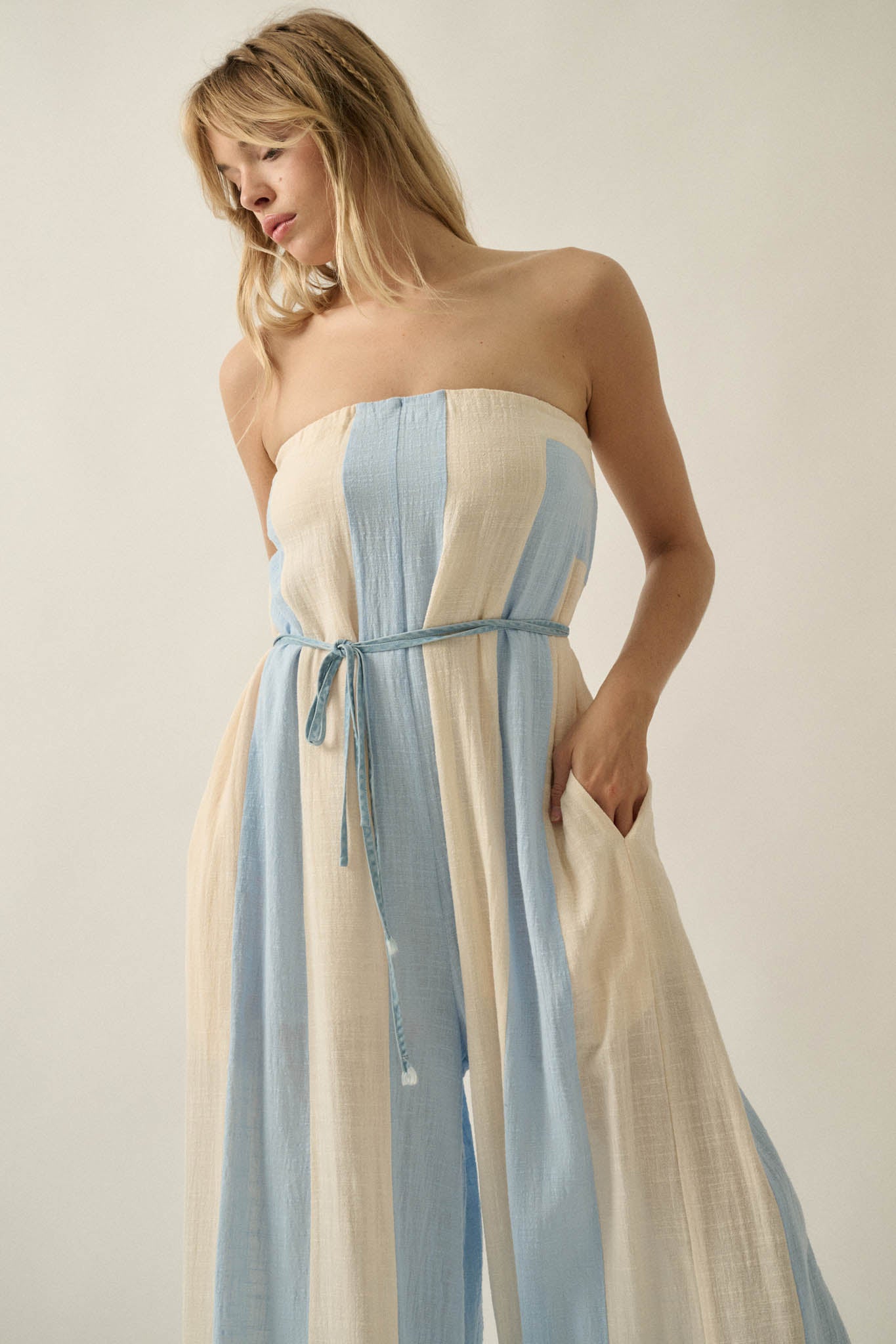 Ready to Flow Colorblock Gauze Strapless Jumpsuit - ShopPromesa