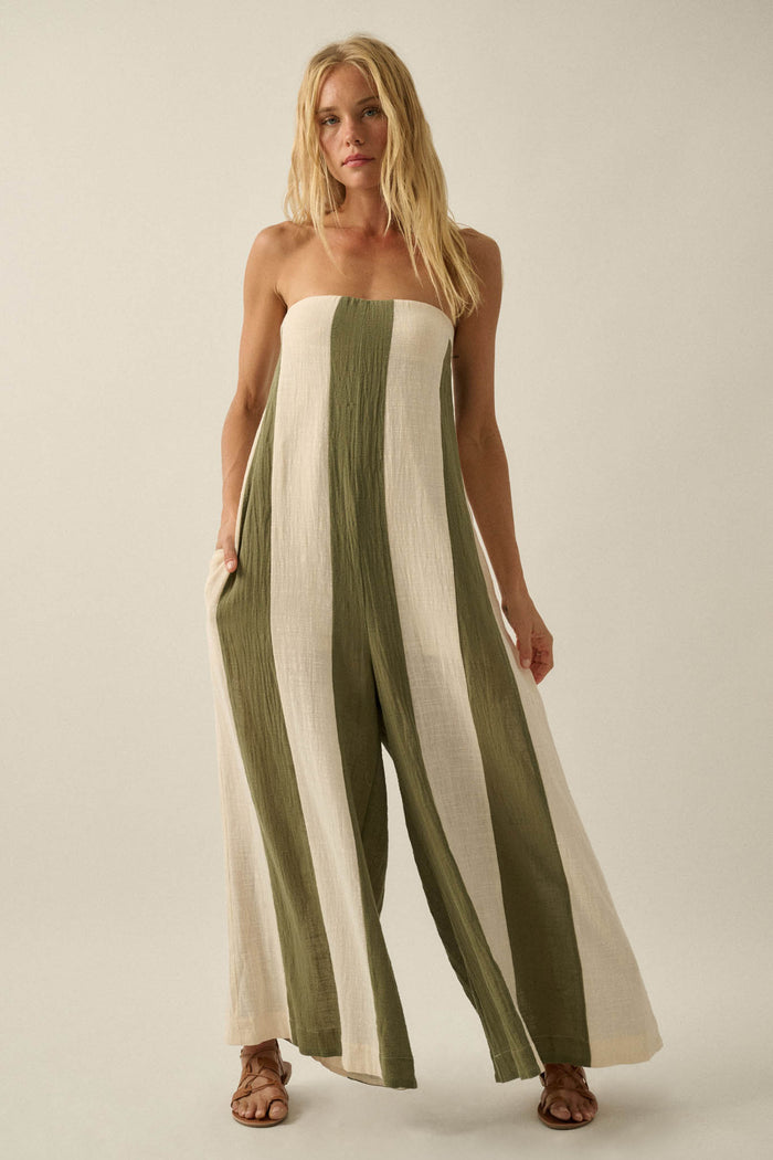 Ready to Flow Colorblock Gauze Strapless Jumpsuit - ShopPromesa