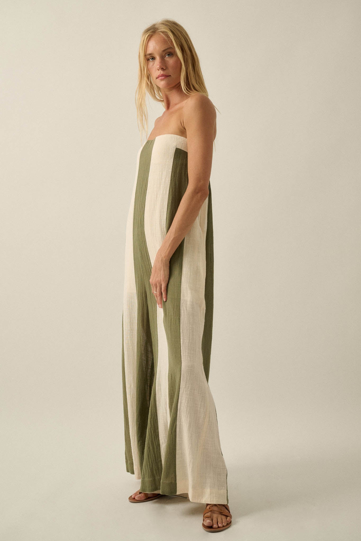 Ready to Flow Colorblock Gauze Strapless Jumpsuit - ShopPromesa