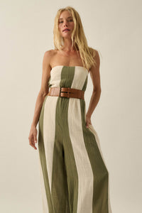 Ready to Flow Colorblock Gauze Strapless Jumpsuit - ShopPromesa