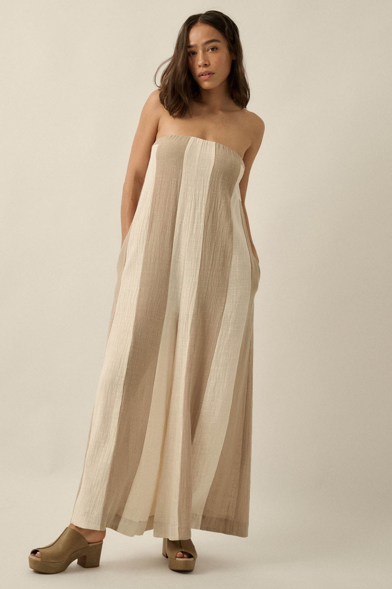 Ready to Flow Colorblock Gauze Strapless Jumpsuit - ShopPromesa
