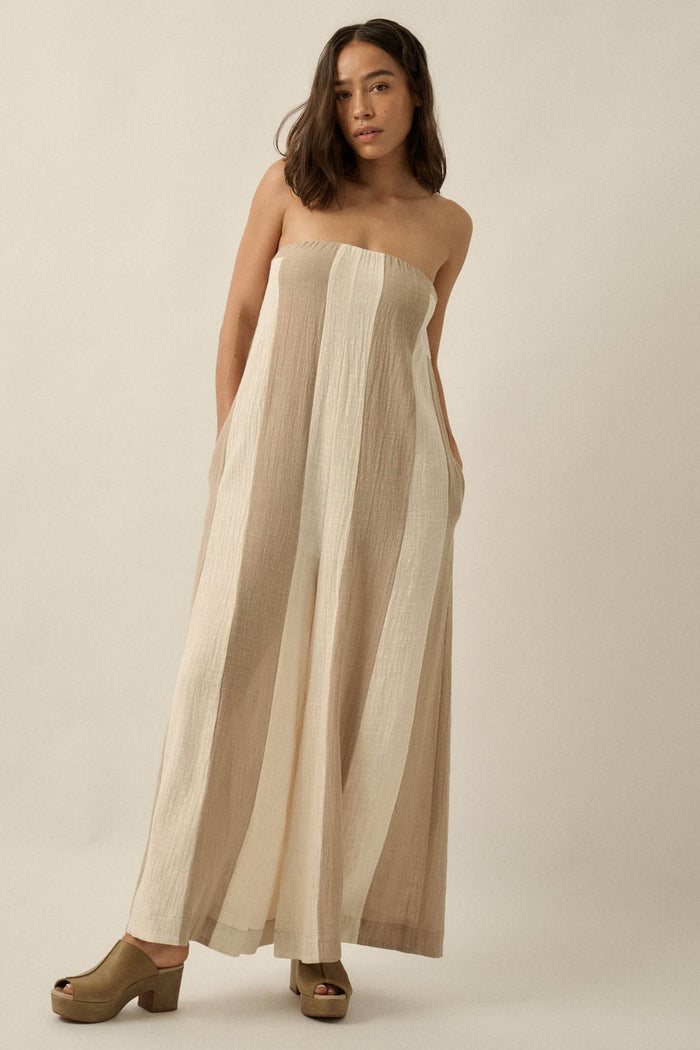 Ready to Flow Colorblock Gauze Strapless Jumpsuit - ShopPromesa