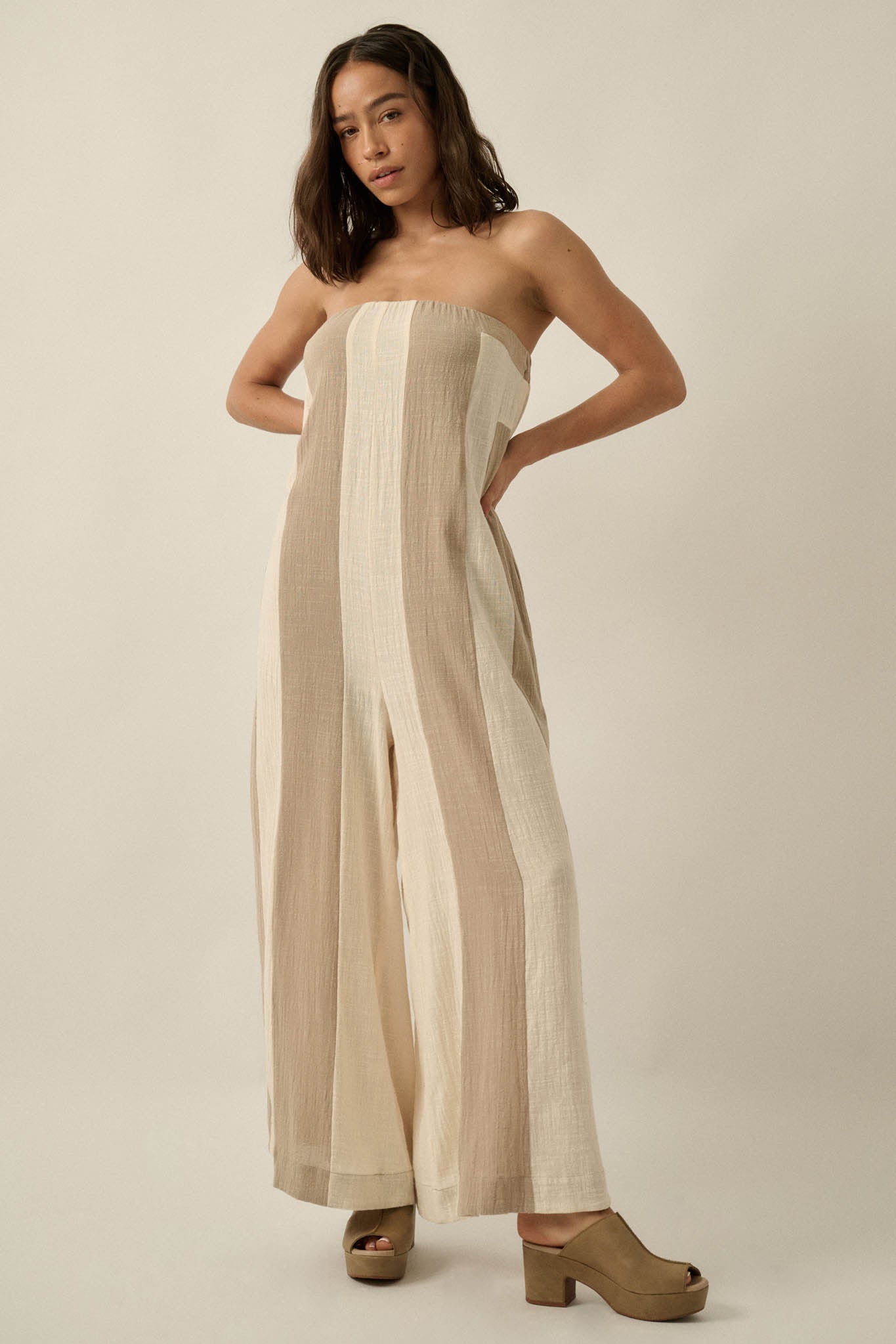 Ready to Flow Colorblock Gauze Strapless Jumpsuit - ShopPromesa