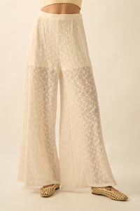 Sweet Breeze Floral Lace Wide-Leg Pants - ShopPromesa