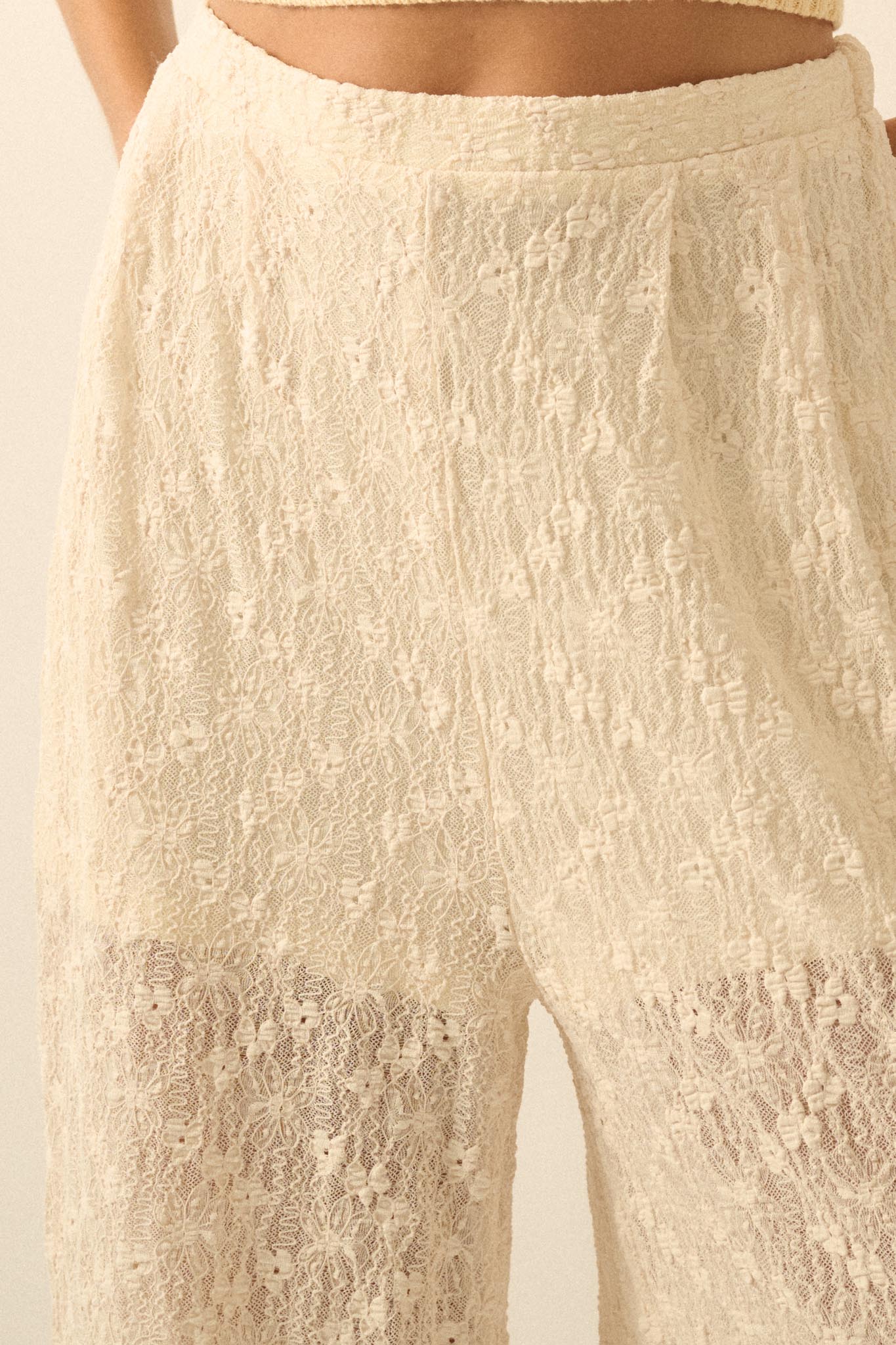Sweet Breeze Floral Lace Wide-Leg Pants - ShopPromesa