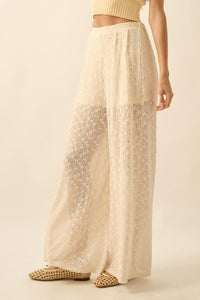 Sweet Breeze Floral Lace Wide-Leg Pants - ShopPromesa