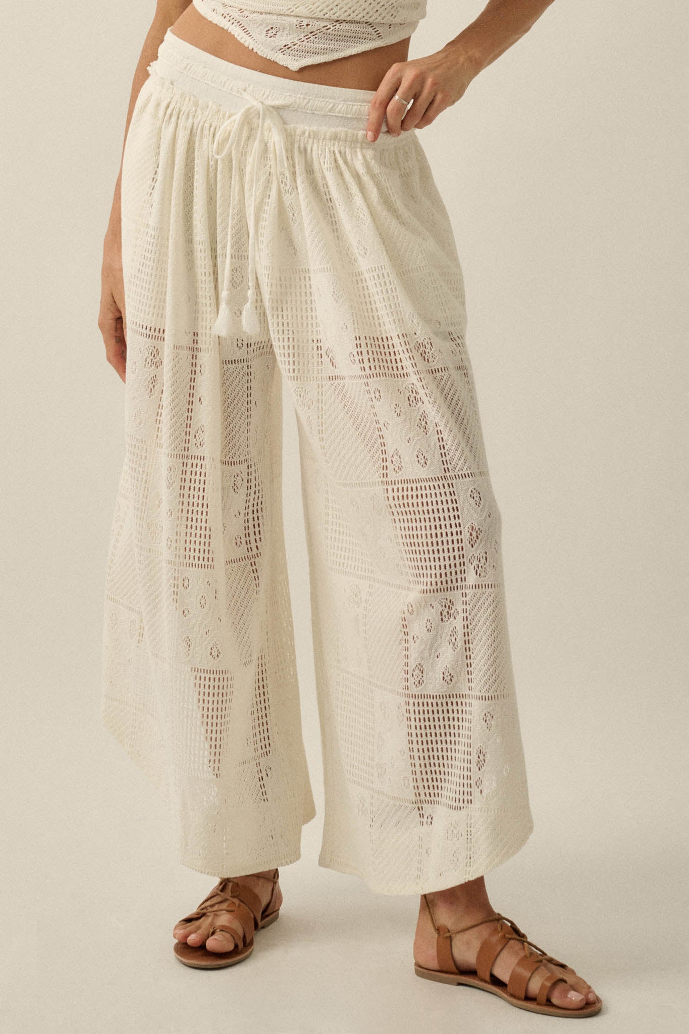 First Light Crochet Lace Drawstring Tulip Pants - ShopPromesa