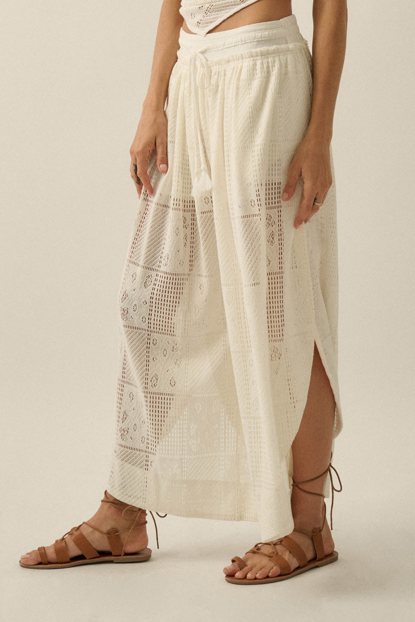 First Light Crochet Lace Drawstring Tulip Pants - ShopPromesa